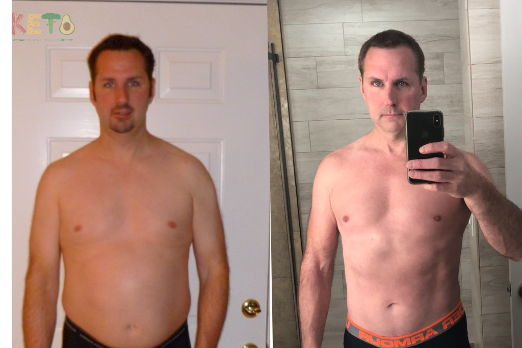 Before and after photo of Scott Webb, showing significant weight loss achieved with the keto diet 45 lbs